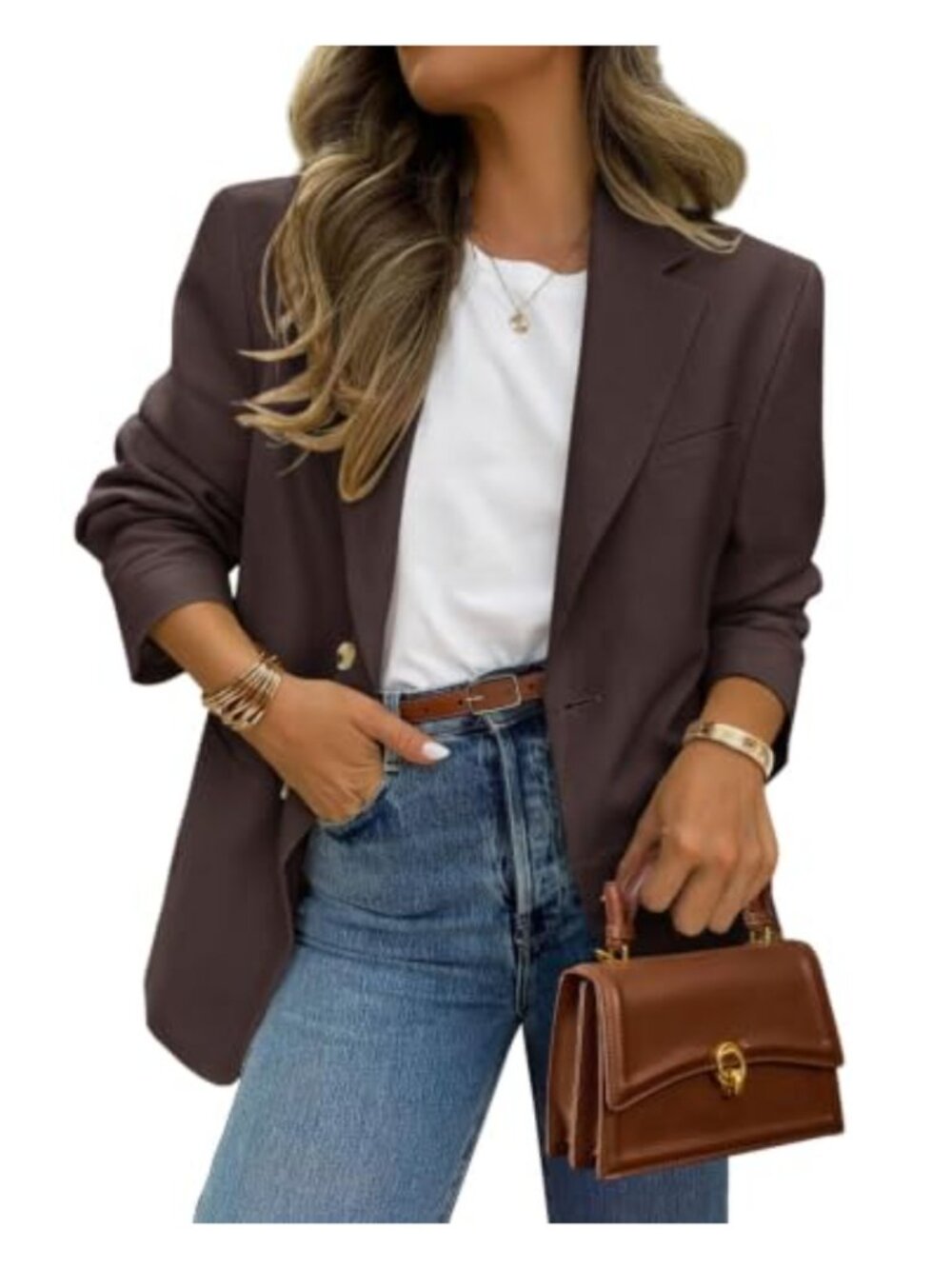 Notch Lapel Open Front Blazer Long Sleeve Pockets Business Casual Work Jacket